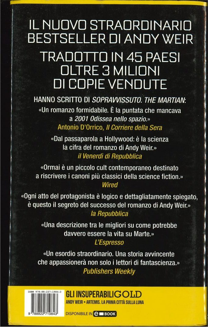  Artemis. La prima città sulla luna  (Andy Weir)